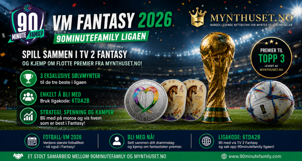 Mynthuset.no + 90minutefamily VM Fantasy liga = fete premier