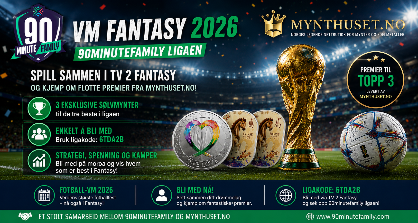 Mynthuset.no + 90minutefamily VM Fantasy liga = fete premier